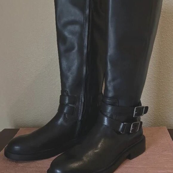 Sam Edelman Freda Leather Tall Boots in Black Size 8 M $225 NEW No Box - Picture 1 of 16
